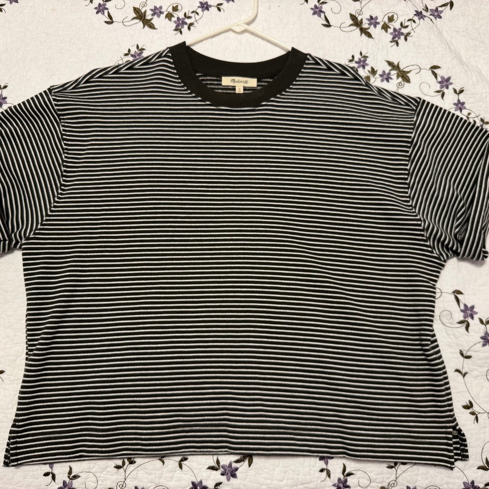 Madewell Cream Green Stripe Top NWOT Size Medium